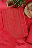 Red Zari Woven And Bandhani Printed Silk Unstitched Suit Fabric