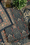 Blue Digital Printed Pashmina Unstitched Suit Fabric