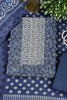 Navy Blue Cotton Silk Floral Printed and Neck Embroidered Unstitched Suit