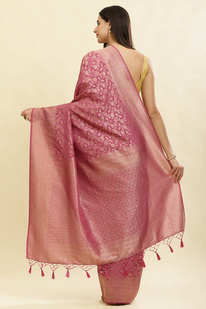 Tulip Pink Lightweight Banarasi Silk Weaving Saree