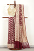 Wine Color Pure Khaddi Georgette Banarasi Saree