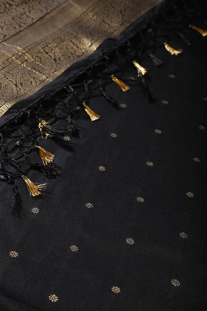 Black Silk Zari Buta Woven Saree