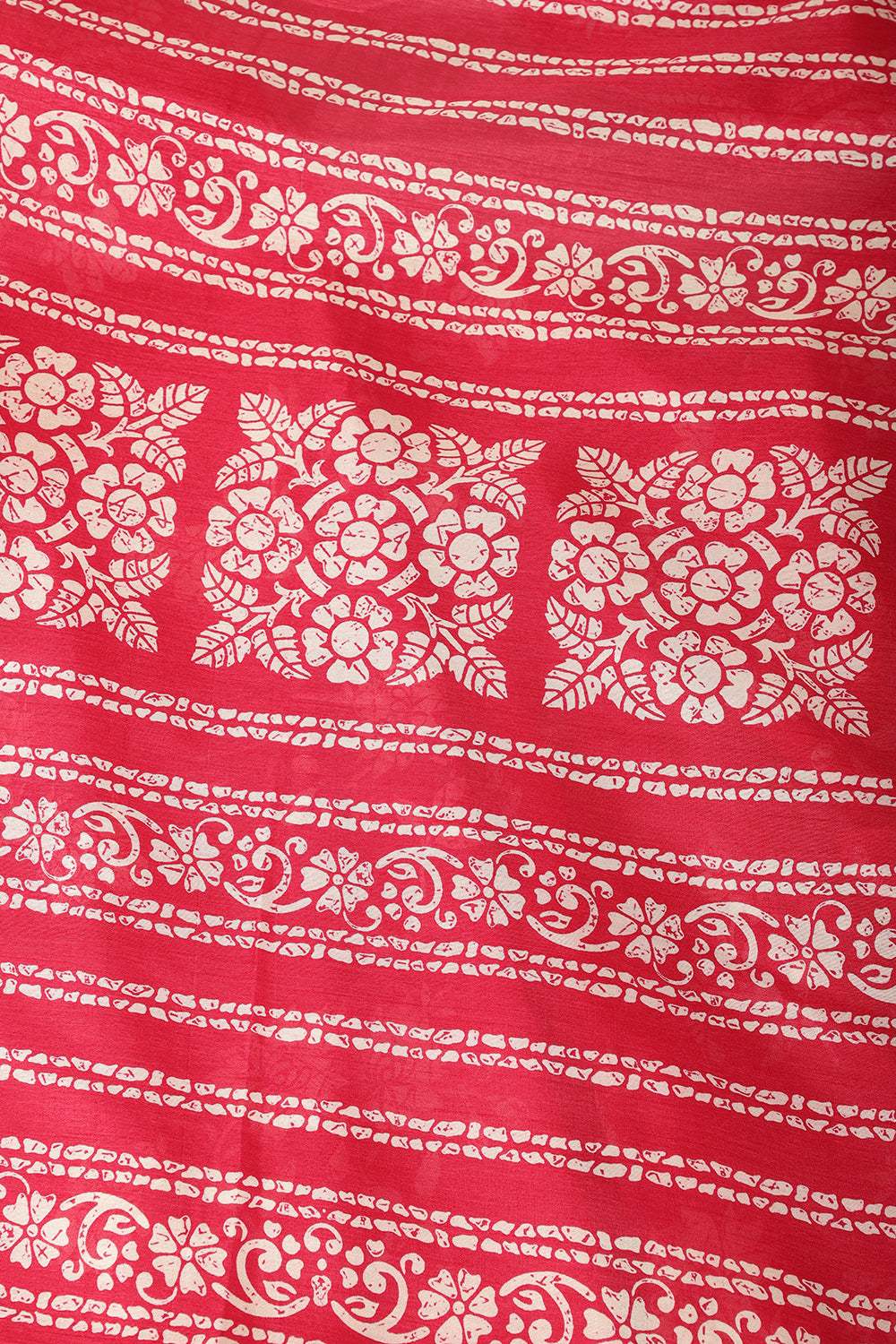 Amaranth Color Cotton Silk Block Printed Saree