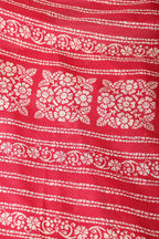 Amaranth Color Cotton Silk Block Printed Saree