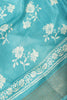 Turquoise Cotton Silk Block Printed Saree