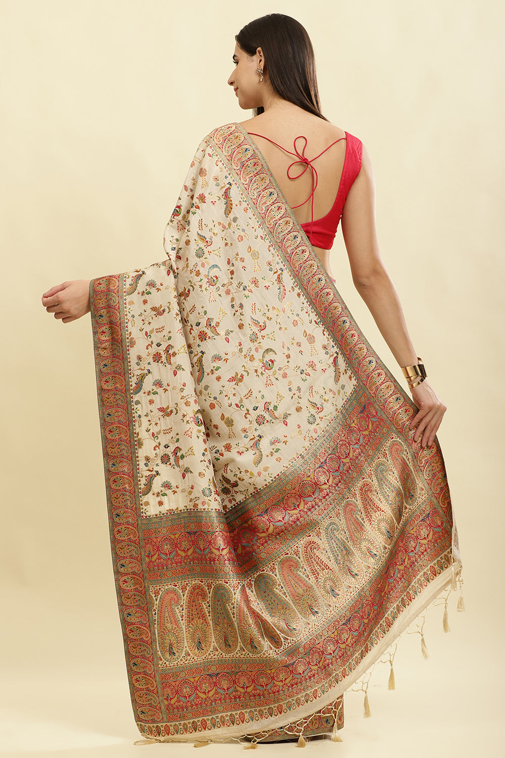 Tussar Color Silk Madhubani Woven Saree