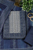 Navy Cotton Silk Printed and Neck Embroidered Unstitched Suit