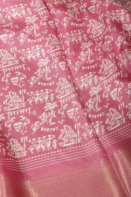 Light Mauve Cotton Silk Printed Saree