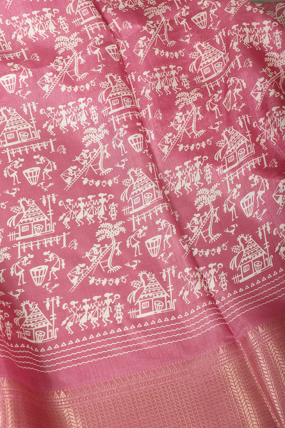 Light Mauve Cotton Silk Printed Saree