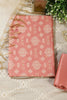 Peach Chanderi Cotton Woven Unstitched Suit