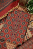 Maroon Cambric Cotton Printed And Mirror Wrok Unstitched Suit Material