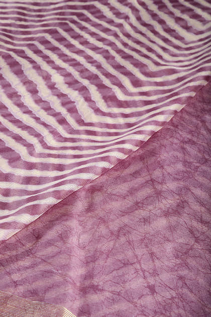 Dusky Purple Color Chiffon Leheriya Printed Saree