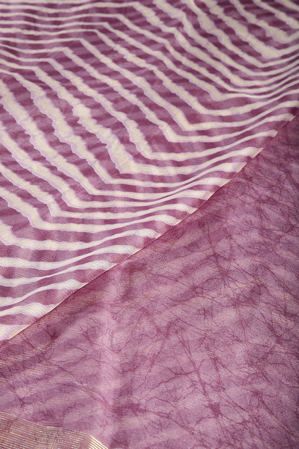 Dusky Purple Color Chiffon Leheriya Printed Saree