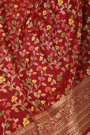 Maroon Silk Resham & Zari Woven Saree
