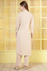 Beige Cotton Resham Embroidered Kurta Set