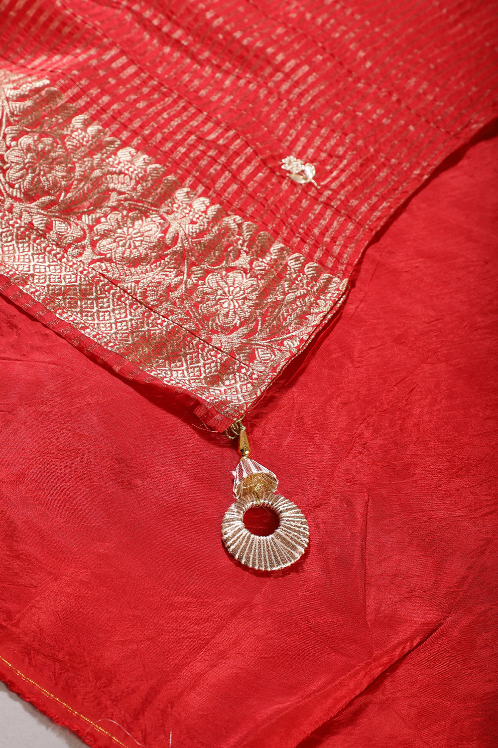 Magenta & Red Jaipuri Silk Leheriya Printed And Embroidered Saree