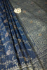 Navy Color Raw Silk Zari Woven Saree
