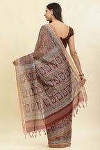 Maroon Cotton Silk Floral Boota Printed Saree