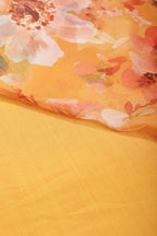 Mustard Color Floral Printed Chiffon Saree