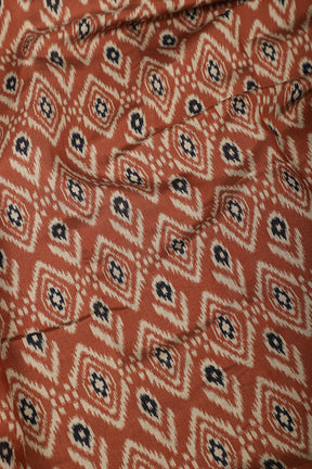 Light Brown Ikkat Printed Cotton Saree