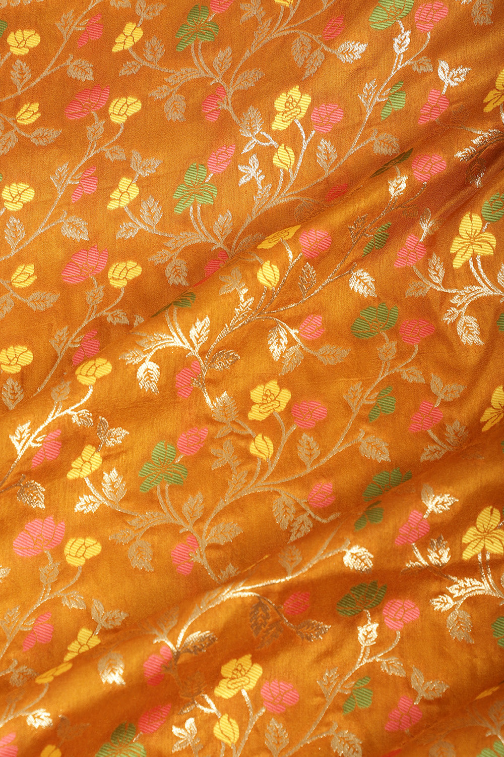 Mustard Silk Zari & Resham Woven Saree