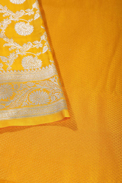 Mustard Zari Woven Banarasi Silk Saree