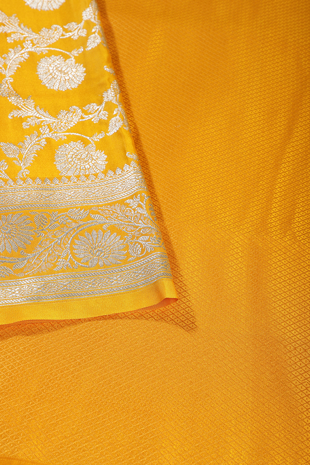 Mustard Zari Woven Banarasi Silk Saree