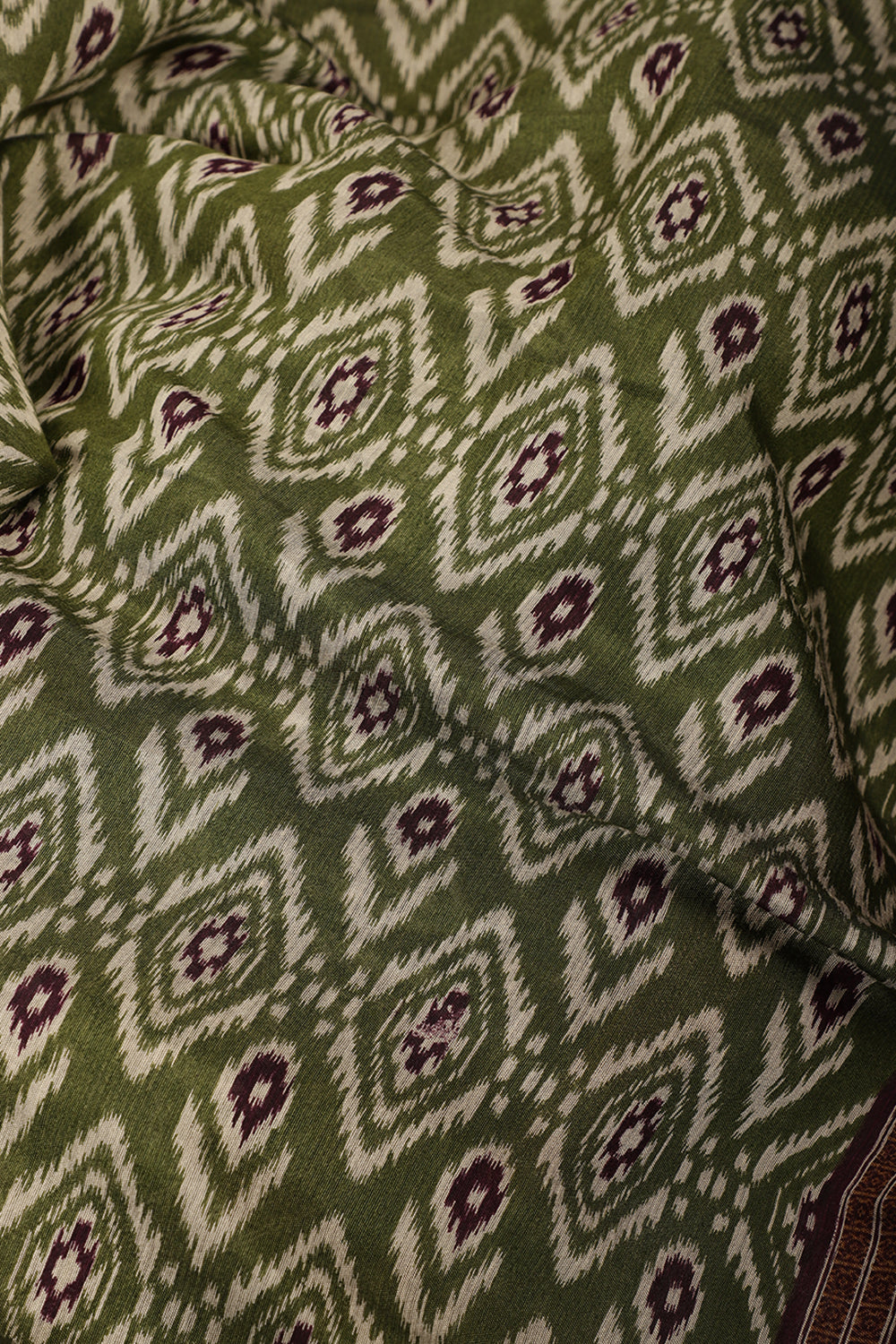 Green Ikkat Printed Cotton Saree