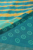 Teal & Yellow Color Chiffon Printed Saree