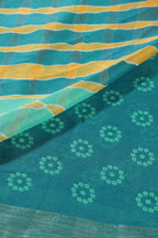 Teal & Yellow Color Chiffon Printed Saree