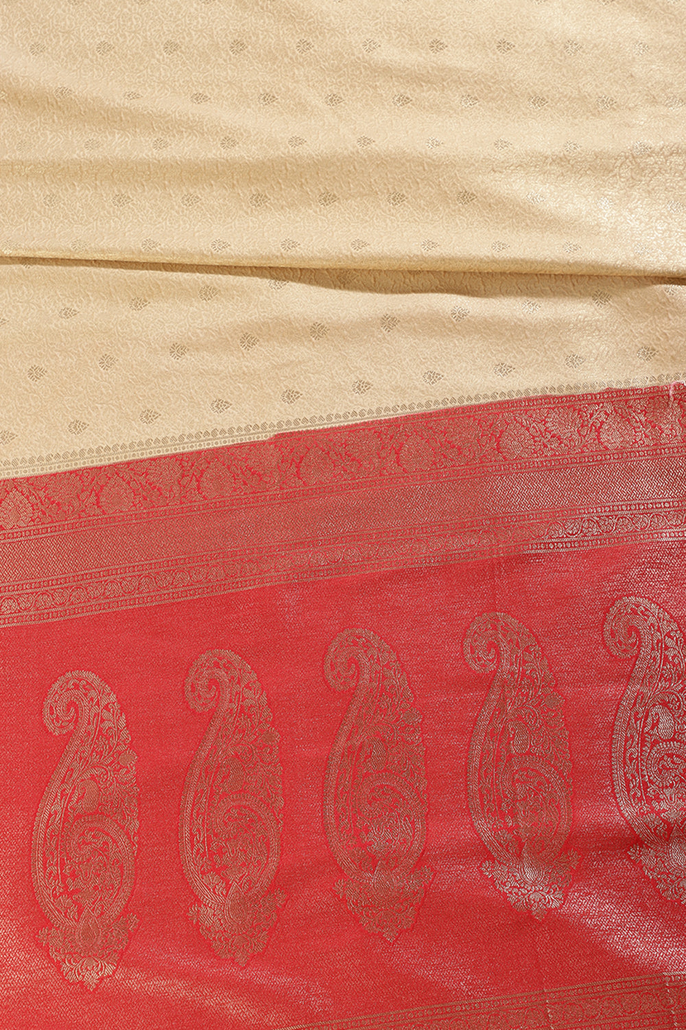 Tussar & Red Dual Toned Soft Silk Zari Woven Saree