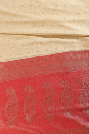 Tussar & Red Dual Toned Soft Silk Zari Woven Saree