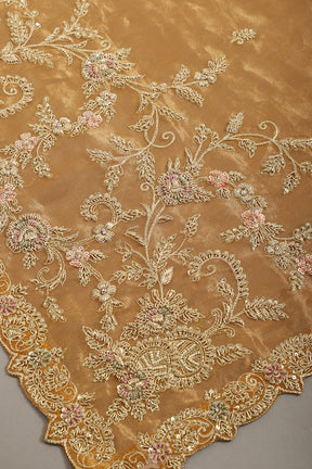 Mustard Gold Color Pure Tissue Handloom Saree with Sequence & Zardozi Handwork