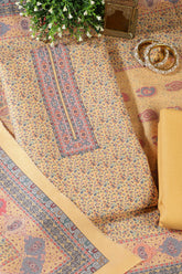 Pale Yellow Pashmina Floral Printed Unstitched Suit Fabric