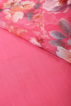 Pink Color Floral Printed Chiffon Saree
