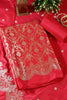 Valentin Red Banarsi Silk Zari Woven Unstitched Suit