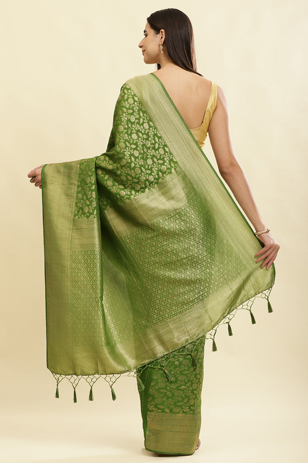 Green Lightweight Banarasi Silk Weaving Saree