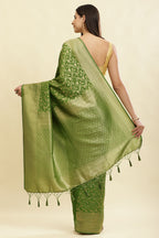 Green Lightweight Banarasi Silk Weaving Saree