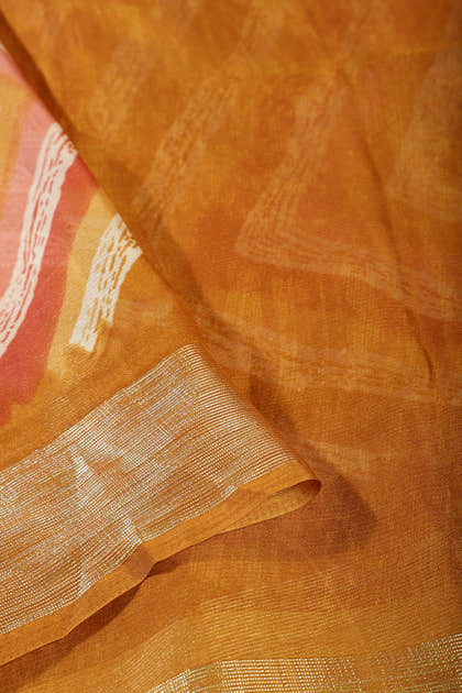 Mustard Chiffon Lehariya Printed Saree