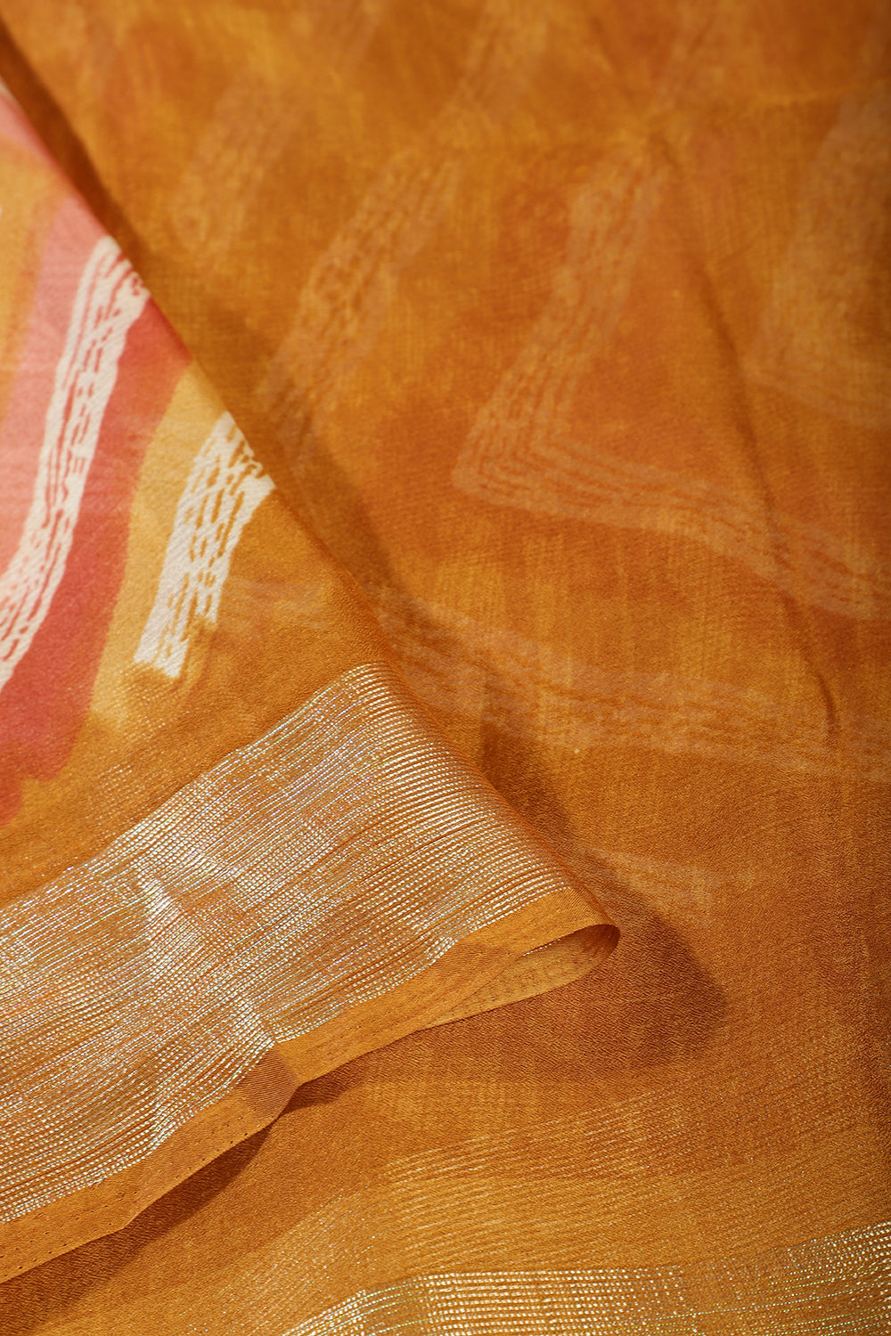 Mustard Chiffon Lehariya Printed Saree