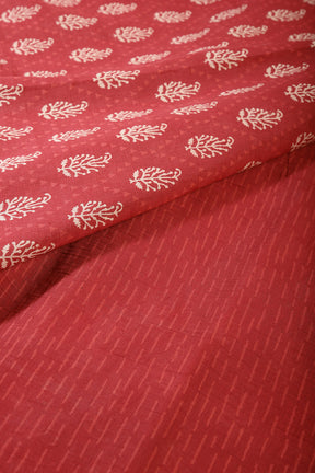 Maroon Color Cotton Hand-Block Style Printed Saree