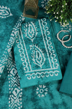Teal Shibori Printed Unstitched Suit Fabric