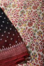 Black Chiffon Bandhani Printed Saree