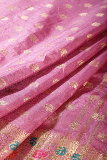 Dusty Mauve Resham & Zari Woven Silk Saree