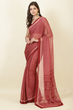 Maroon Georgette Printed Saree