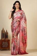 Coral Jacquard Silk Printed Saree