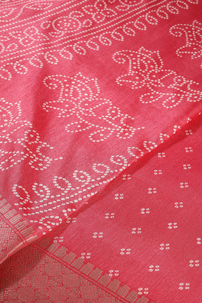 Cranberry Color Bandhani Printed Cotton Silk Saree