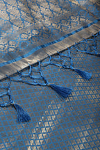 Dark Blue Color Silk Woven Saree