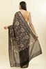 Black Floral Printed & Zari Border Cotton Silk Saree