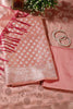Peach Silk Buta Motifs Woven Unstitched Suit Fabric